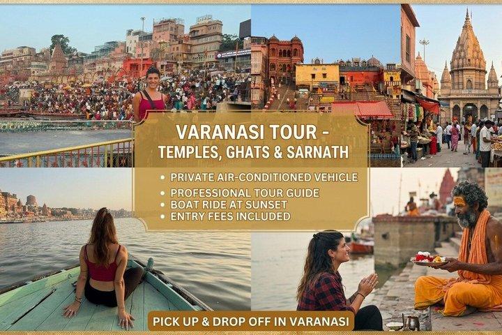 Tour privato di un'intera giornata a Varanasi con Sarnath e Ganga Aarti