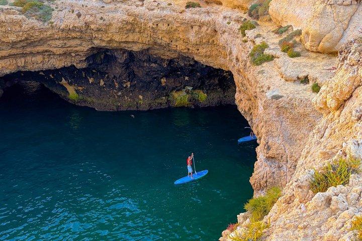 Albufeira : Sunset SUP Caves Tour met gratis professionele foto's
