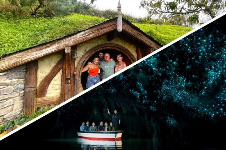 Excursión de un día a las cuevas de Hobbiton y Waitomo con almuerzo desde Auckland