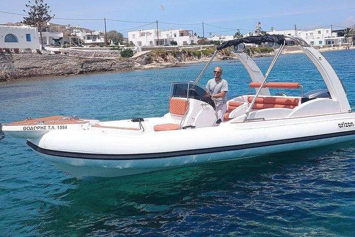 ミコノス島南海岸へのプライベートクルーズ3時間
