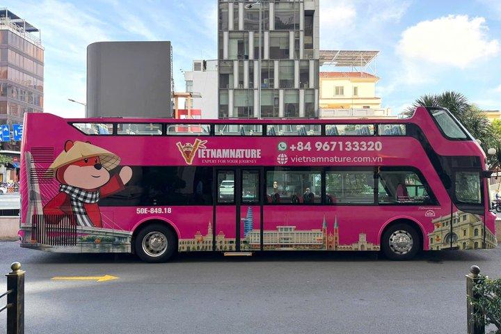 Dubbeldekker bus Sai Gon Ho Chi Minh stad (gratis gebak, water)