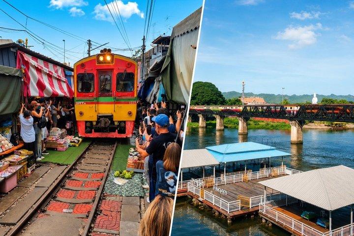 プライベート鉄道＆水上マーケットツアー（オプションでクワイ川）