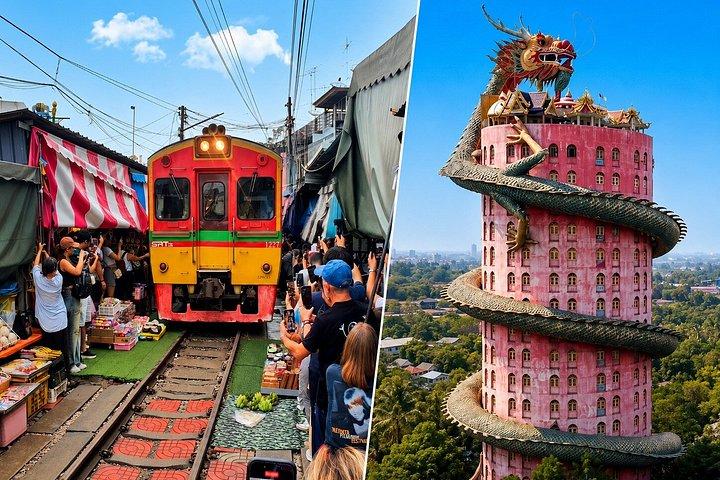 鉄道＆水上マーケット：ナコーンパトムまたは半日プライベートツアー