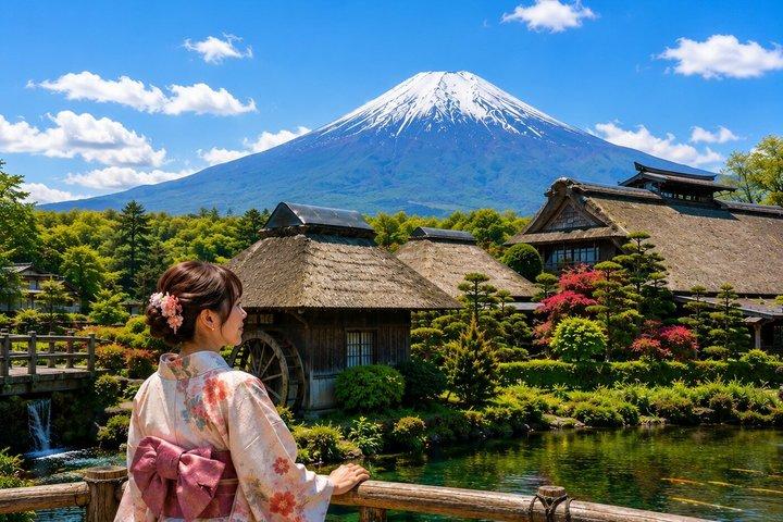 Fuji, Arakurayama, Hikawa klockbutik, Oishi Park, Kawaguchiko