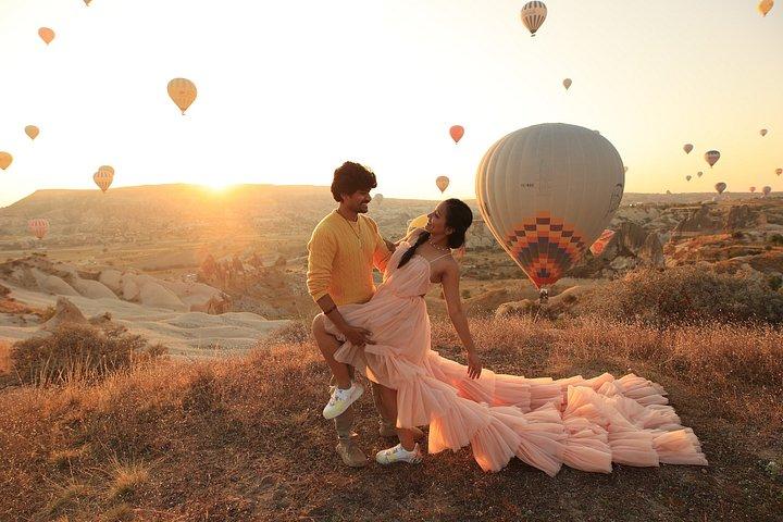 熱気球で結婚式のプロポーズと写真撮影