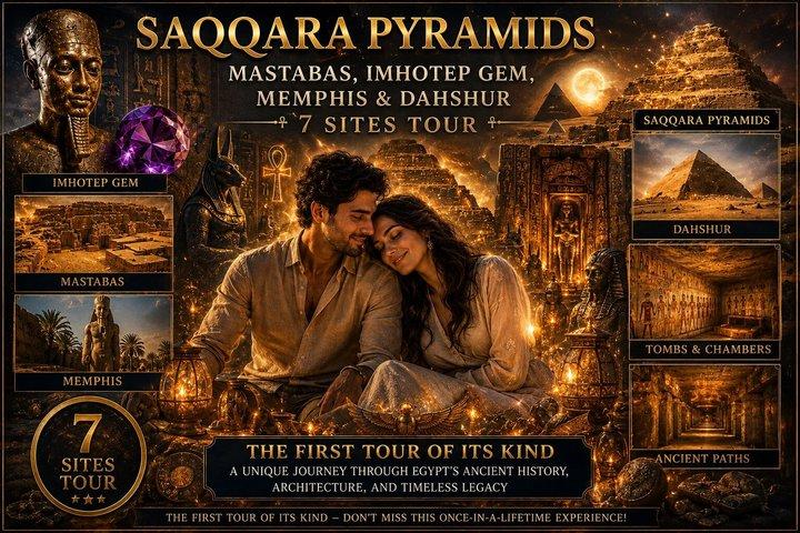 Saqqara Pyramider, Mastabas, Imhotep Gem, Memphis & Dahshur, 7 Sites Tour