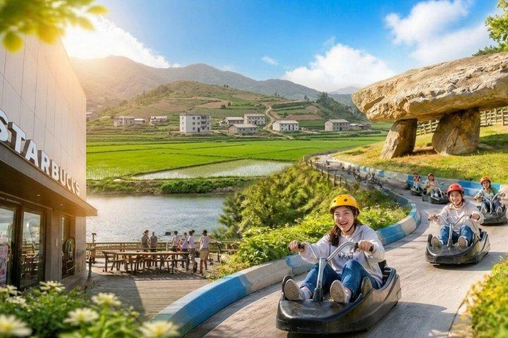 Vista de Corea del Norte desde Starbucks (DMZ) y Gangwha Island Luge Dolmen