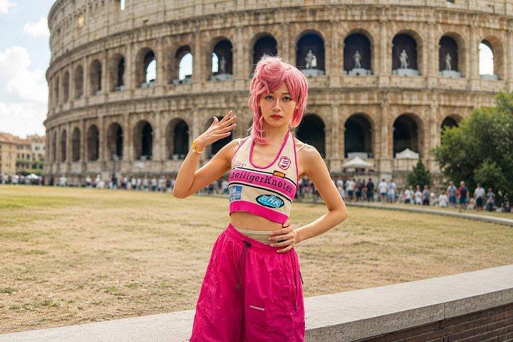 プロのカメラマンとローマで写真撮影