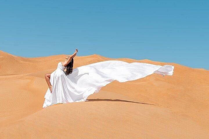 Flying Dress Photoshoot Experience in Agafay Desert