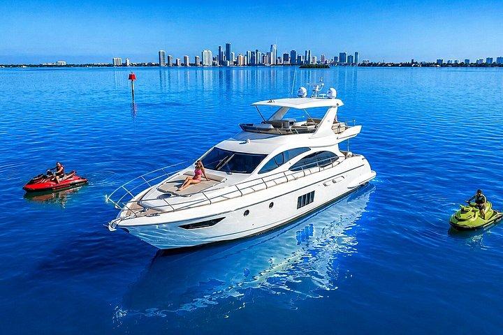 Luxury Yacht Charters Miami River Skyline and Sandbars