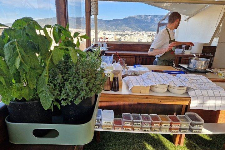アテネの屋上庭園で料理教室＆食事