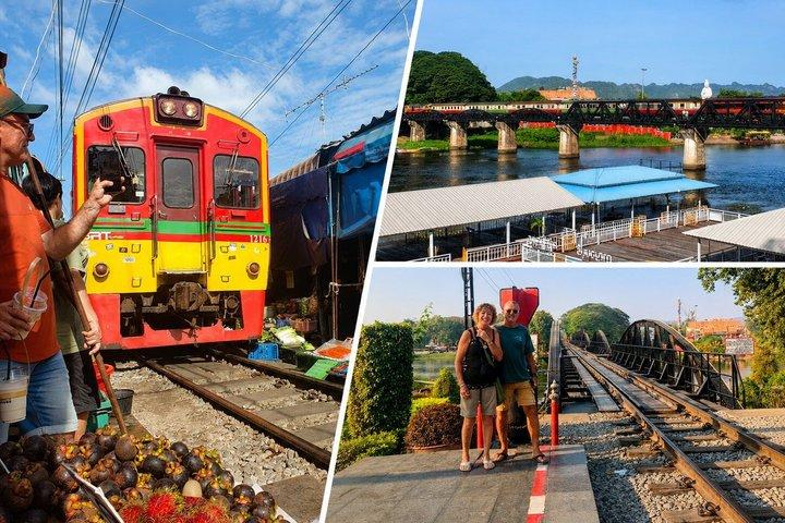 Tour privado en tren y mercado flotante con río Kwai opcional