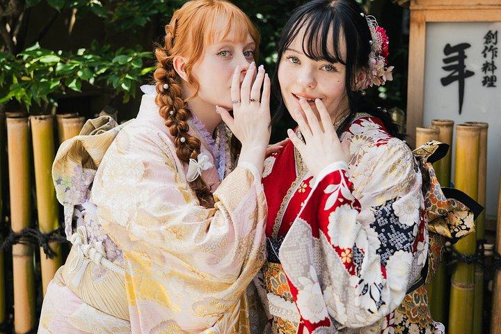 プロの着付けで京都高級シルク着物レンタル