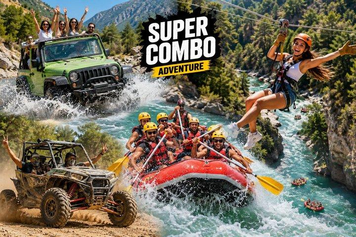 アンタルヤ スーパー コンボ ラフティング、ジープ サファリ、クワッド バイク、ジップライン付き