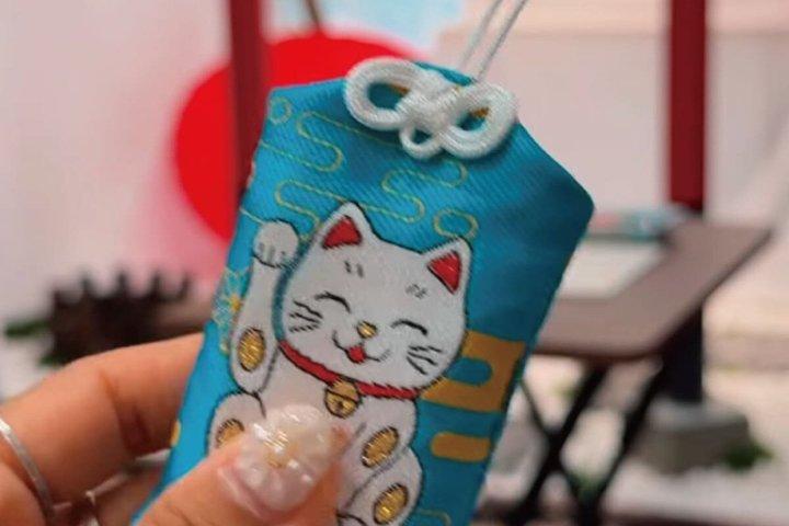 猫のお守り作り神社参拝と漢字名入れ体験