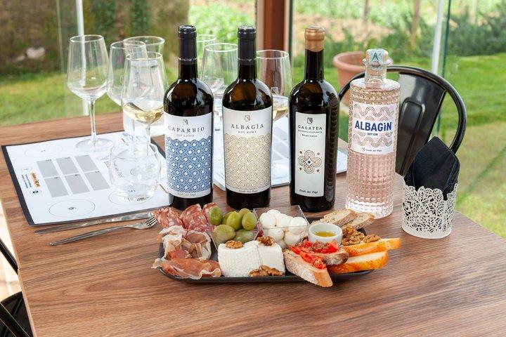 ワイン3種とスピリッツ1種のテイスティング（盛り合わせと温かい軽食付き）