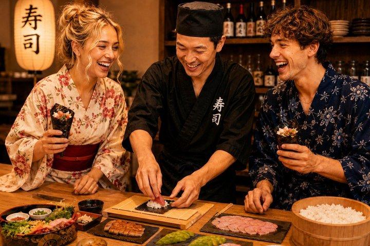 Tokio : Clase de fabricación de sushi en Shibuya enrollado a mano con maestro