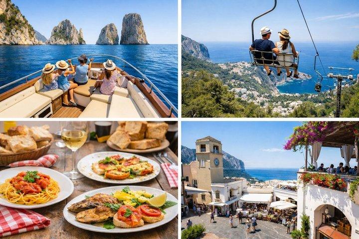 Capri og Anacapri: Bådtur, minibus, stolelift og frokost