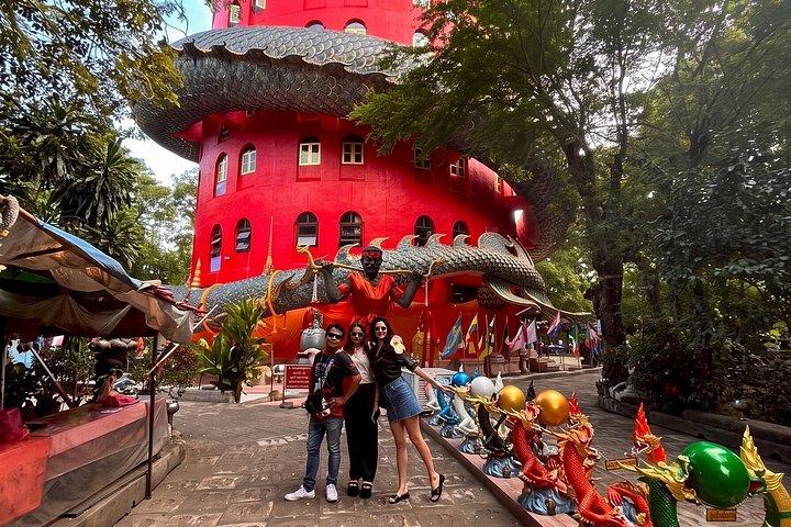 Dragon Tower, Buddha Temple, Floating Market Group Tour Pattaya