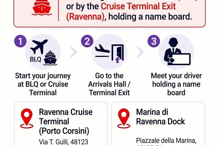 Transfert privé de Bologne ou de l'aéroport au port de croisière de Ravenne