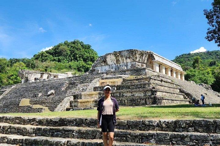 Archaeological area of Palenque, blue waterfalls and misol has