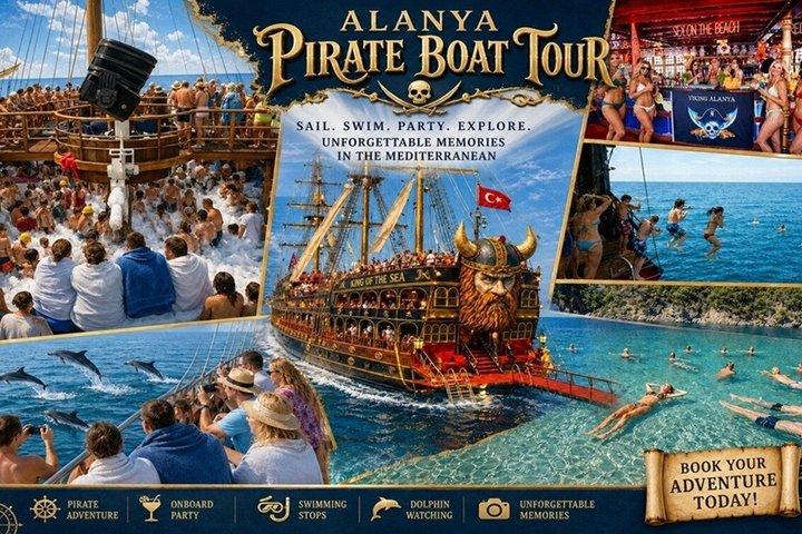 Alanya Boat Trip : Recorrido en barco pirata con fiesta de la espuma-Todo incluido
