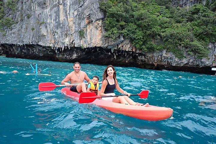 Phi Phi barco pirata com snorkeling, caiaque, Maya Sunset Party