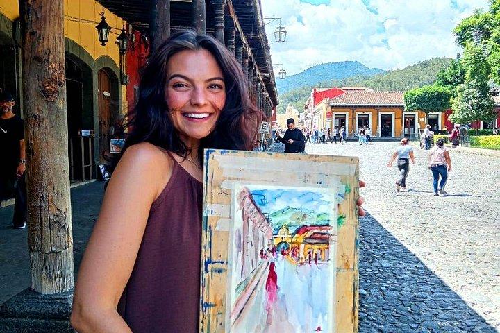 アンティグアグアテマラで水彩画のワークショップ - 屋外で絵を描く