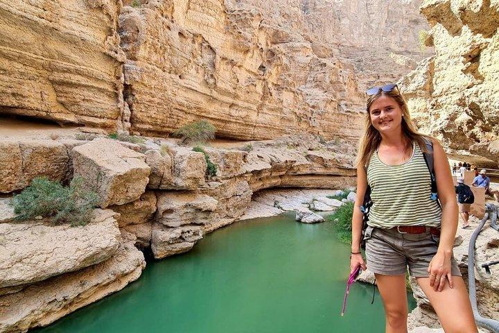 Group Tour to Wadi Shab Trek Swim Sinkhole and Fins Beach