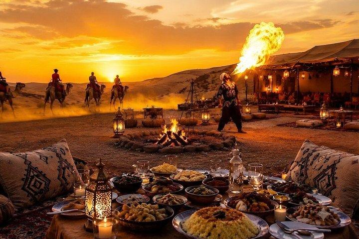 Marrakech: Agafay Desert Sunset, Camel Ride, Dinner and Fire Show