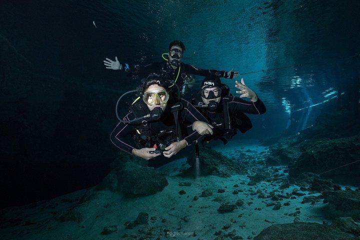 2 Dives in Cavern Dos ojos Chac mool or Chikin Ha