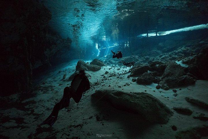 2 Dives in Cavern Dos ojos Chac mool or Chikin Ha