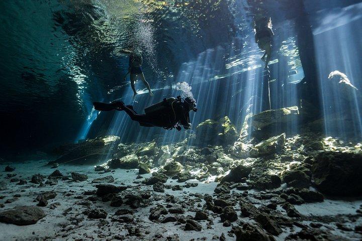 2 Dives in Cavern Dos ojos Chac mool or Chikin Ha