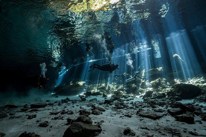 2 Dives in Cavern Dos ojos Chac mool or Chikin Ha