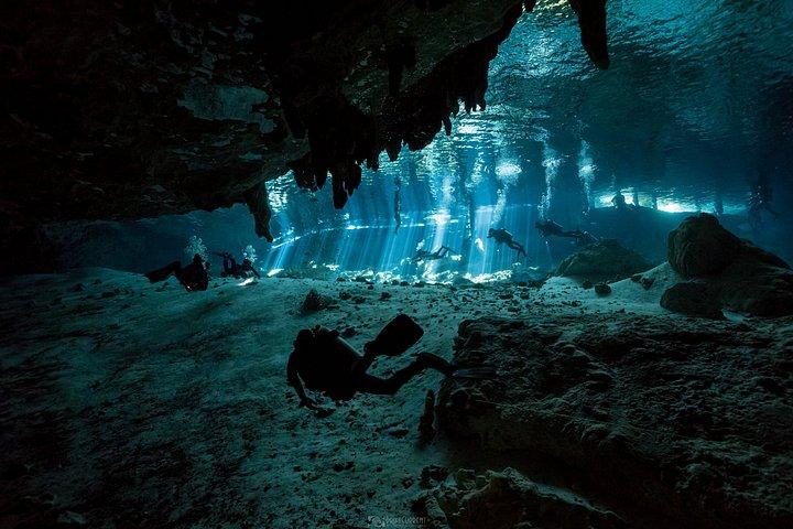 2 Dives in Cavern Dos ojos Chac mool or Chikin Ha