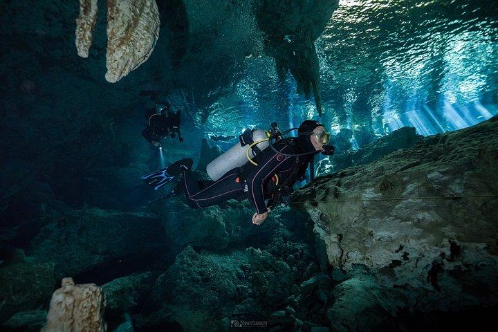 2 Dives in Cavern Dos ojos Chac mool or Chikin Ha