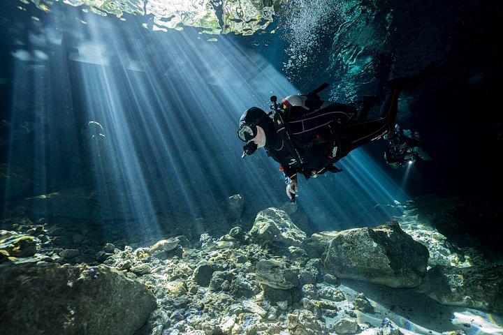 2 Dives in Cavern Dos ojos Chac mool or Chikin Ha