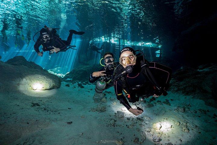 2 Dives in Cavern Dos ojos Chac mool or Chikin Ha