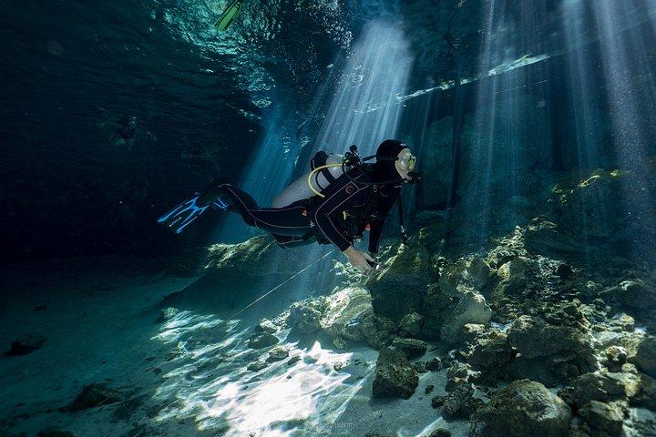 2 Dives in Cavern Dos ojos Chac mool or Chikin Ha