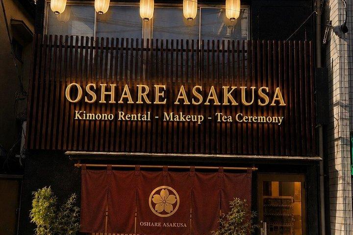 Tokyo OSHARE Asakusa Kimono udlejningsceremoni Makeup og te