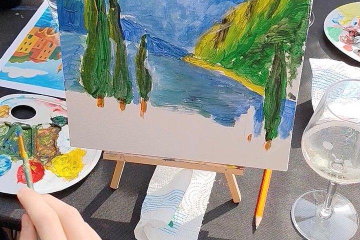 イタリア語アペリティーヴォ絵画体験をスプリッツにペイント