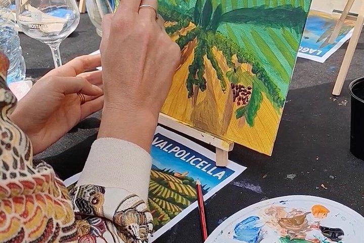 イタリア語アペリティーヴォ絵画体験をスプリッツにペイント