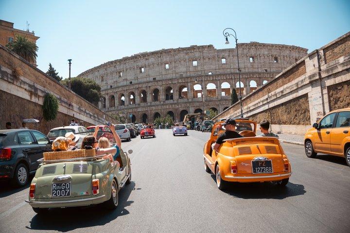 Cabriolet Fiat 500 Tour in Rome met professionele foto's