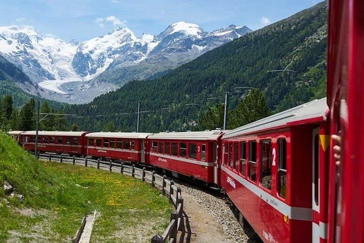 From Milan to St. Moritz Bernina Red Train Alpine Day Trip