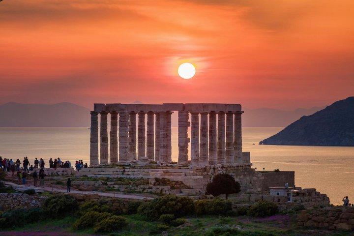 Cabo Sounio Privado medio día Atardecer en la Riviera Ateniense de Poseidón