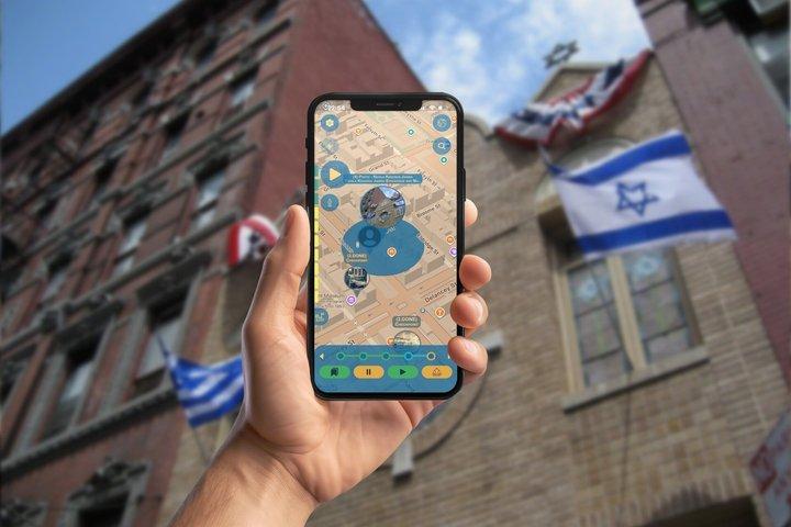 Gioco per cellulare ebraico di New York GPS App Walking Tour