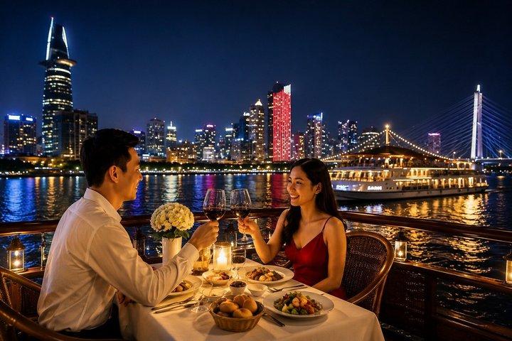 Saigon River Cruise Private Table Dinner and City Lights