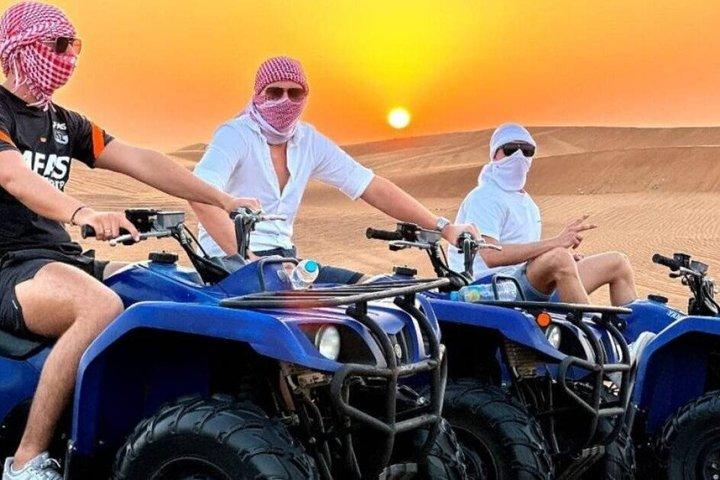 VIP Desert Safari with Quad Bike, Camel Ride, Sandboard and BBQ