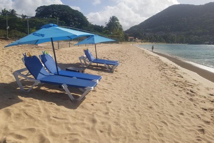 St. Lucia Beach Day with Paradise Beach Comforts & Transportation