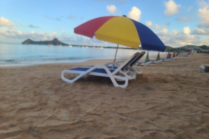 St. Lucia Beach Day with Paradise Beach Comforts & Transportation